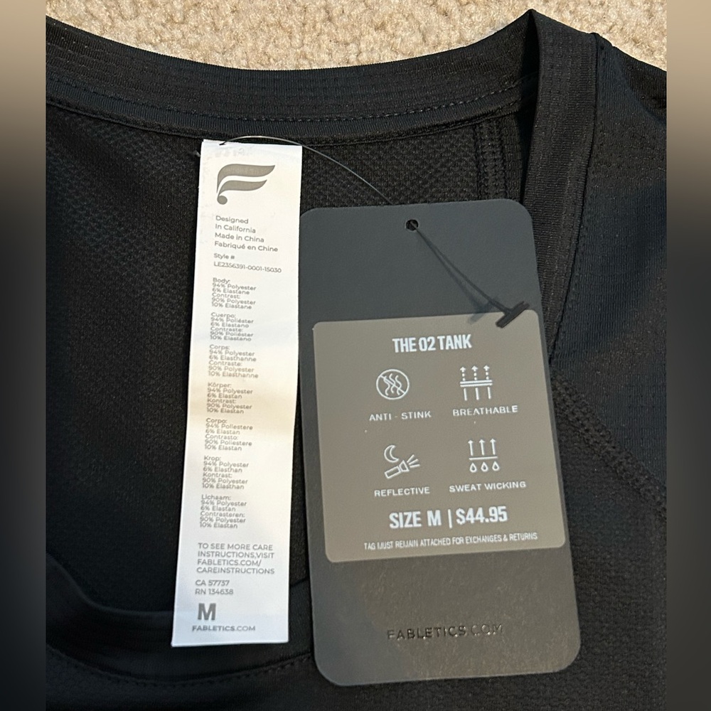 NWT Fabletics Men's Black Performance Tank Top Size Medium - Picture 8 of 8